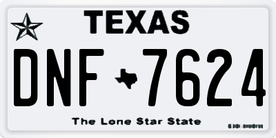 TX license plate DNF7624