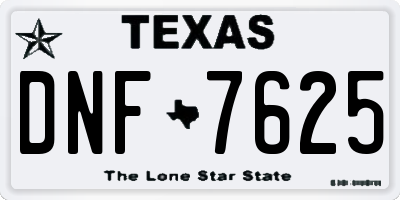 TX license plate DNF7625