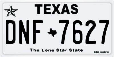 TX license plate DNF7627