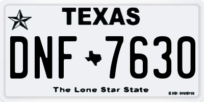 TX license plate DNF7630