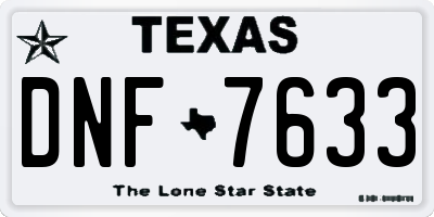 TX license plate DNF7633