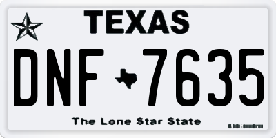 TX license plate DNF7635