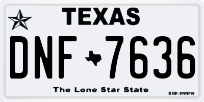 TX license plate DNF7636