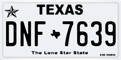 TX license plate DNF7639
