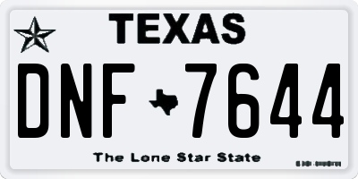 TX license plate DNF7644
