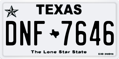 TX license plate DNF7646