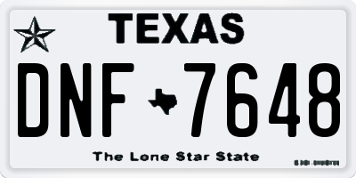 TX license plate DNF7648