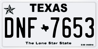 TX license plate DNF7653