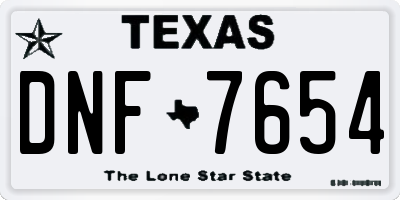 TX license plate DNF7654