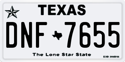 TX license plate DNF7655