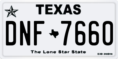 TX license plate DNF7660