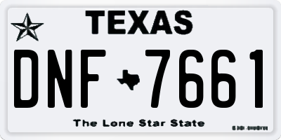TX license plate DNF7661