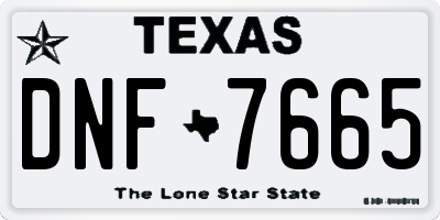 TX license plate DNF7665