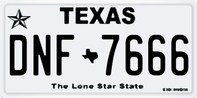 TX license plate DNF7666