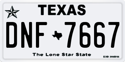 TX license plate DNF7667