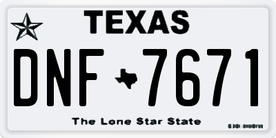 TX license plate DNF7671