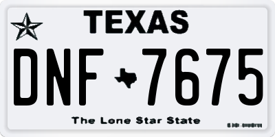 TX license plate DNF7675
