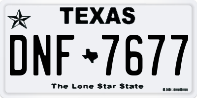 TX license plate DNF7677