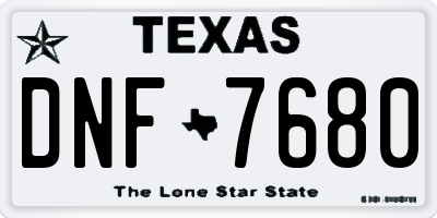TX license plate DNF7680