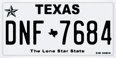 TX license plate DNF7684