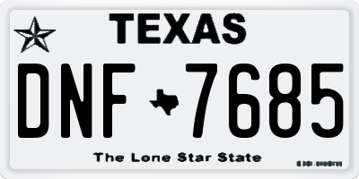 TX license plate DNF7685
