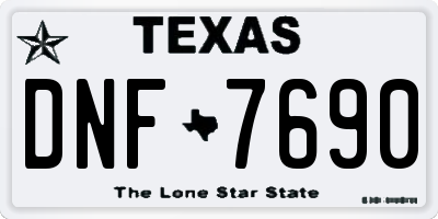 TX license plate DNF7690