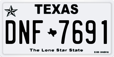 TX license plate DNF7691