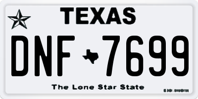 TX license plate DNF7699