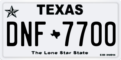 TX license plate DNF7700
