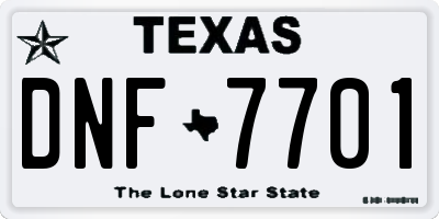 TX license plate DNF7701