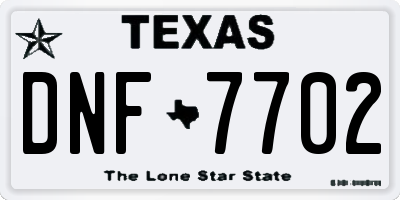 TX license plate DNF7702