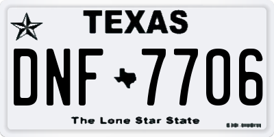 TX license plate DNF7706