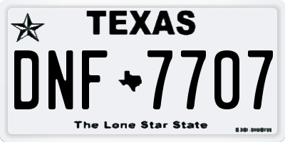 TX license plate DNF7707