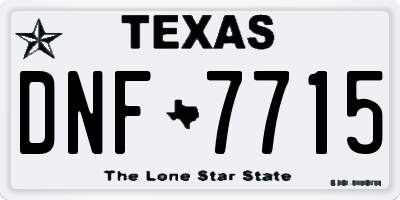 TX license plate DNF7715
