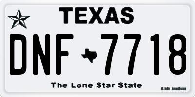 TX license plate DNF7718