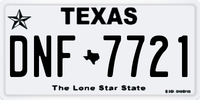 TX license plate DNF7721