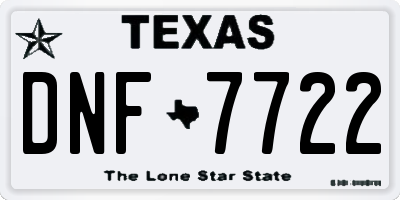 TX license plate DNF7722