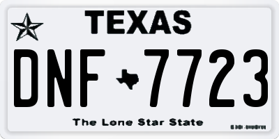 TX license plate DNF7723