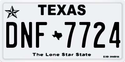 TX license plate DNF7724