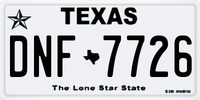 TX license plate DNF7726
