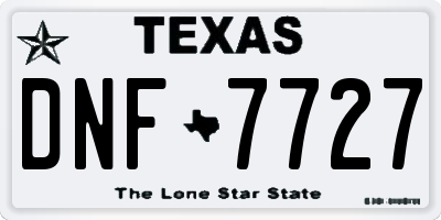 TX license plate DNF7727