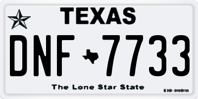 TX license plate DNF7733