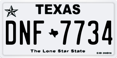 TX license plate DNF7734