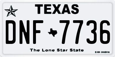 TX license plate DNF7736