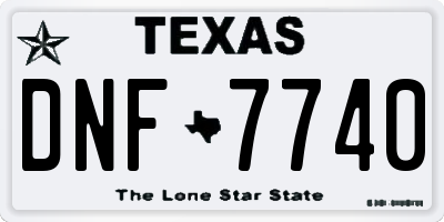 TX license plate DNF7740