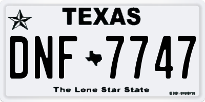TX license plate DNF7747