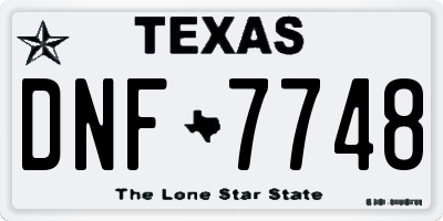 TX license plate DNF7748