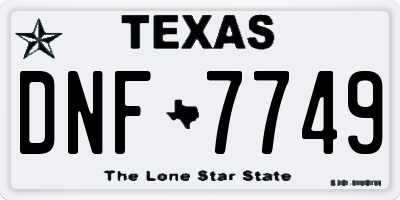 TX license plate DNF7749