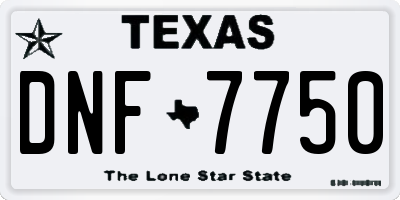 TX license plate DNF7750
