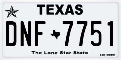 TX license plate DNF7751